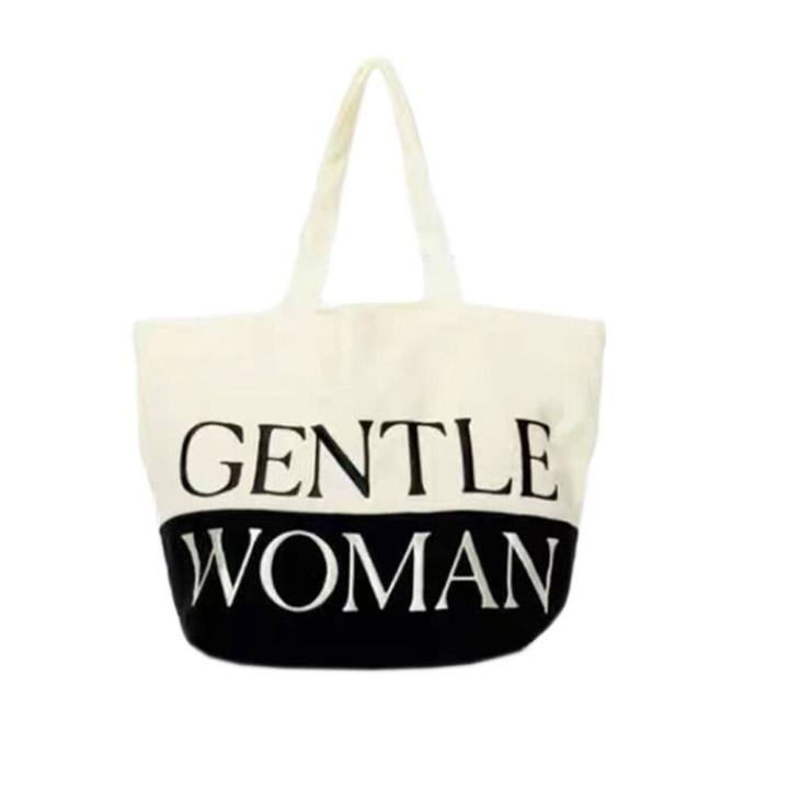 【Miga Plaza】 gentle woman tote bag GENTLEWOMAN gentlewoman official store Cloth Bag Simple Casual Letter Cloth Bag Thailand Thai Girls Corduroy Fashion Brand Women Shoulder Bag Canvas Bag Fashion Brand Gentlewoman Tote Bag