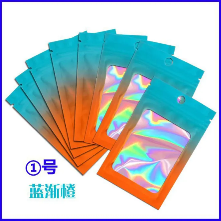 50pcs%204%20Sizes%20Laser%20Packaging%20Bag%20Flat%20Bath%20Salt%20Cosmetic%20Bag%20One%20Side%20Clear%20Holographic%20Mini%20Aluminum%20Foil%20Zip%20Lock%20Bags%20Thick%20-%20Image%205