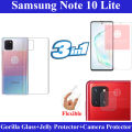 Samsung Galaxy Note 10 Lite Unbreakable Gorilla Glass Premium High Quality Tempered Glass Screen Protector + Back Clear Jelly Protector Soft Film Protection Hydrogel Film Protector + Back Camera 9H Gorilla Flexible Protector For Note 10 Lite. 