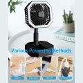 USB Rechargeable Electric Table Fan LED Light Folding Small Multi-function Fan Stand Mini Desk Fan Electric Telescopic Fan Portable Storage and Stretch Height Foldable on The Table Standing on The Floor Support Charging. 