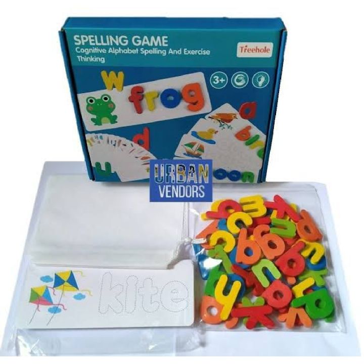 Urban Vendors Wooden Spelling Toy Game, ABC Spelling Learning Puzzle Toy Game for Kids, Educational & Teaching Aid for Parents Treehole Spelling Game