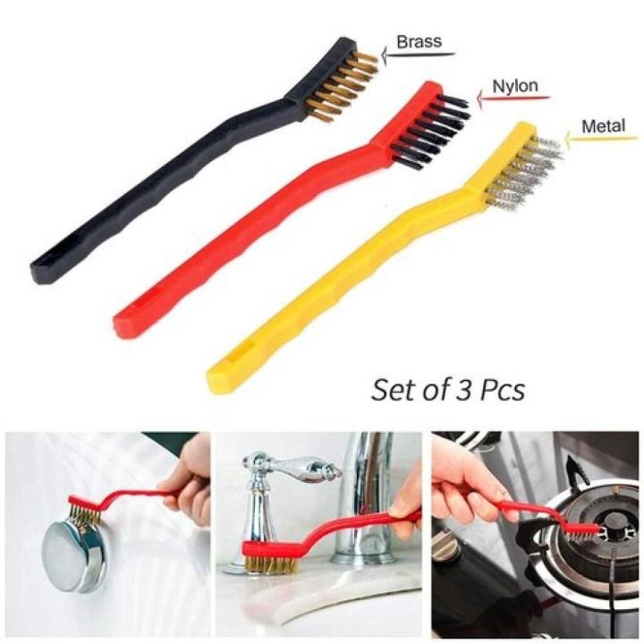 3Pc Wire Brush Cleaning Tool Kit Set Brass Stainless Steel Cleaning Metal Rust cleaners 3PCS