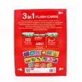 Flash Cards (3 in 1)( A B C, 1 2 3, Alif Bay Jeem ). 