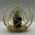 MULTIPURPOSE SPHERICAL GOLDEN METAL ROOM DECORATION ITEM WITH ARTIFICIAL FLOWER SUCCULENT PLANTER POT STAND. 