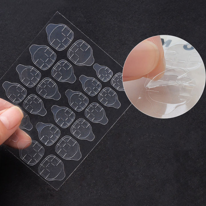 Nail Glue Stickers Double side, 24 double side transparent Flexible adhesive tape for women fake nails
