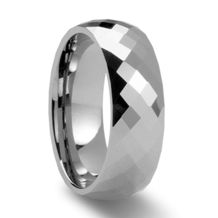 Dongguan tungsten silver woman ring 8mm high polished tungsten ring made in china