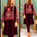 Stylish Embroidered Dress For Women (Two Piece Suit) Casual Embroided Dresses For Women. 