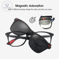 Vocoal 5 in 1 Sunglasses Set Magnetic Snap-On Glasses Unisex Lenses Retro Frame UV400 Polarized Driving Day Night Vision Sunglasses Outdoor Anti-UV Eyewear for Diving Fishing Hiking. 