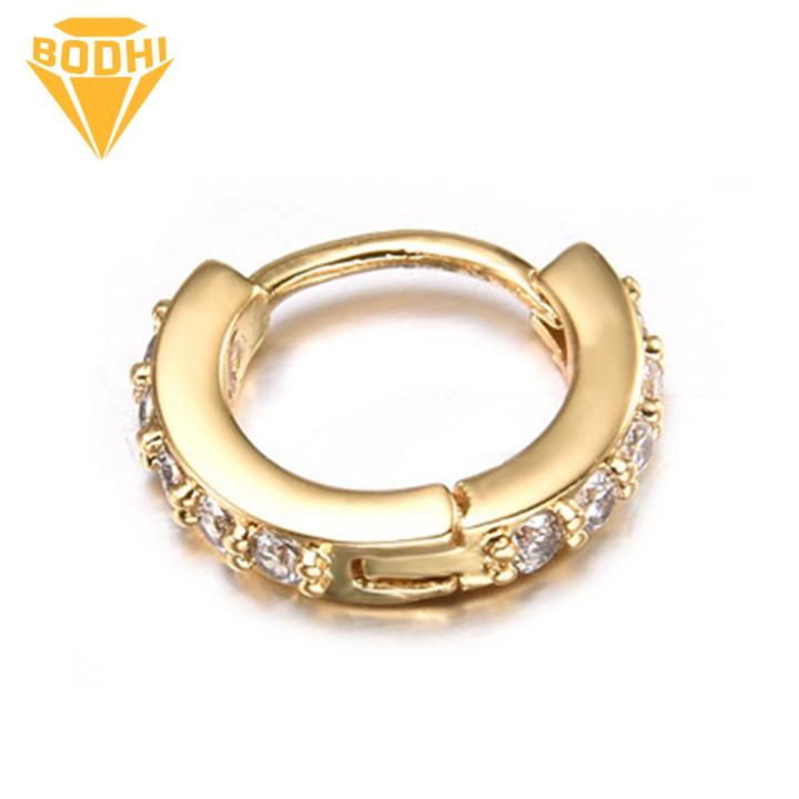 Women Earring Rhinestone Simple Mini Piercing Hoop Studs Earlobe Tragus Circle for Female