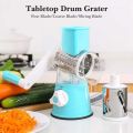 Tabletop Drum Grater Rotating Manual Vegetable Slicer Machine 3 Blades | Vegetable Cutter & Onion / Fruit Slicer | All in One Chopper for Household Kitchen Cheese Grater. 