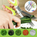 5 Layer Stainless Steel Scissors vegetable cutter chopper Kitchen Knives. 