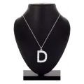 Initial Letter Stainless Steel Silver Alphabet Pendant Necklace Monogram charm cubic zirconia Jewelry Gifts. 