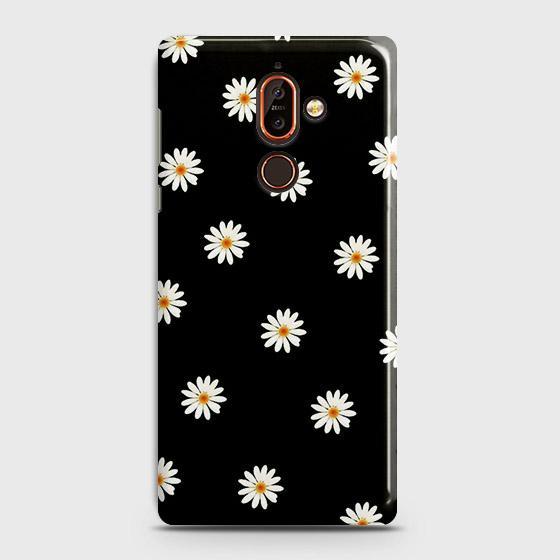 Nokia_ 7 Plus Cover - Matte Finish - White Bloom Flowers with Black Background Printed Hard Case With Life Time Colors Guarantee