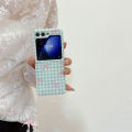 For Samsung Galaxy Z Flip 3 Z Flip 4 Z Flip 5 Mint Green Checkered Pink Bow Case Phone Strap Mobile Phone lanyard Phone Case. 
