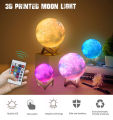 Earth Lamp, 16 Colors LED 3D Print Earth Light with Stand & Remote&Touch Control and USB Rechargeable, Earth Light Lamps. 