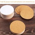 -Adhesive Cork Coasters,Cork Mats Cork Backing Sheets for Coasters and DIY Crafts Supplies (60 Pcs, Round). 
