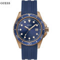 Guess Blue Dial Blue Rubber Strap Watch For Men-W1109G3. 