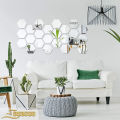 Evento Silver Acrylic Mirror Hexagon 3d Wall Sticker Sets Decore Art Hexagonal Design Decoration For Home Decor Living Bed Room And Offices And For Gifts Piece Item (12 pieces). 