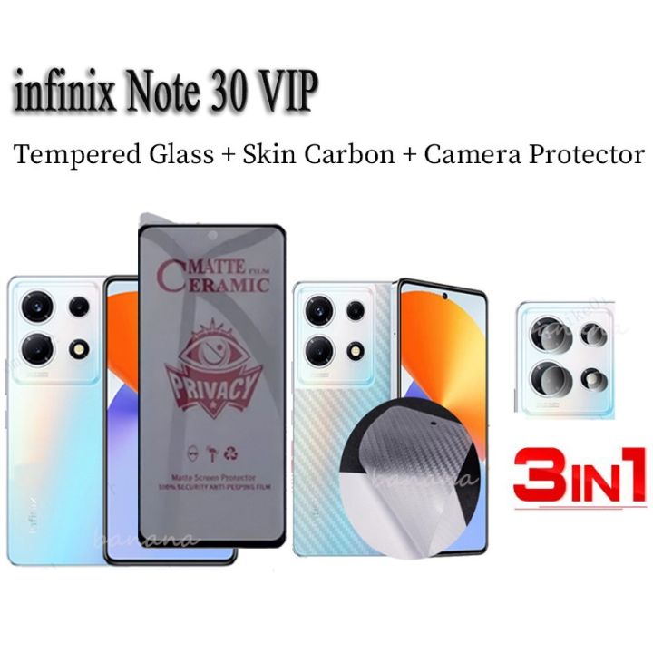 3in1 infinix Note 30 VIP Tempered Ceramic Matte For infinix Note 30 Pro Note 30 4G 5G Anti-Spy Privacy Ceramic film and Back film Note30 Screen Protector