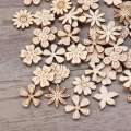 100Pcs Wood Flower Shape Unfinished Wooden Cutouts Craft DIY Decor. 
