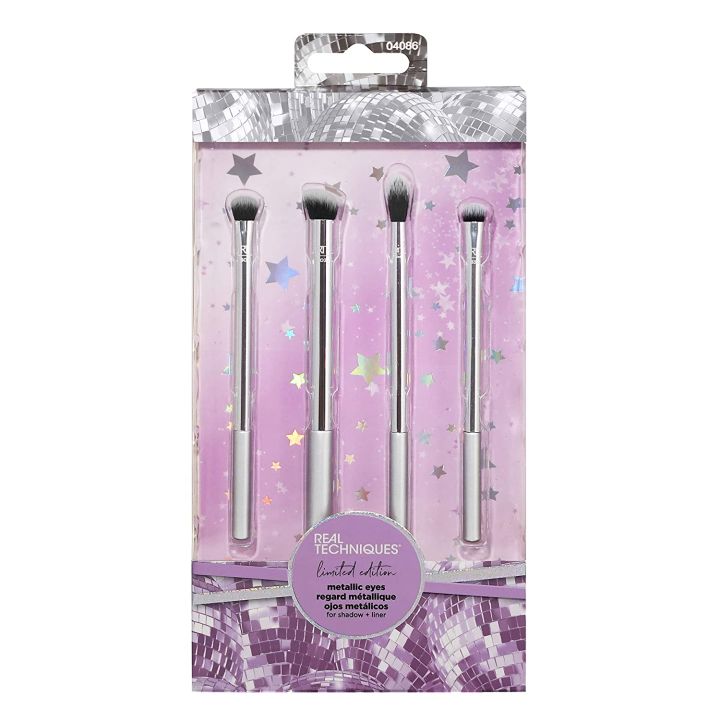 RT Eye Makeup Brush Set, Metallic Eye Gift Set, 4 Brushes