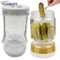 Pickle Storage Container Leakproof Airtight Pickle Jar with Timer Forks Perfect for Kimchi Pickles More Hourglass Design for Home Kitchen Buy Pickle Jar with Silicone Ring. 