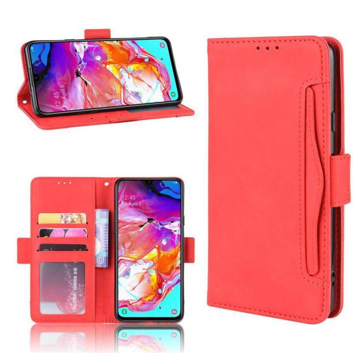 For Samsung Galaxy A20s Wallet Case Magnetic Book Flip Cover with Removable Credit Card Holder