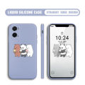 Jizetin for OPPO A36 / OPPO A76 Back Cover Cute Bare Bears and Cone Multicolor Liquid Silicone Phone Case Soft Square Lens Protection Phone Cases. 