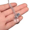 Fashion Wish Sign Glass Ball Bulb Dandelion Pendant Chain Necklace Women Jewelry. 