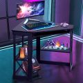 Computer Table for corner with Smooth Keyboard & Storage Shelves for Home Office Workstation Table , White & Gold. 