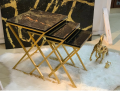Nesting Tables Set Coffee Table Set Side Table Set Black And Gold Cross Legs Accent Tables Set Of 3. 