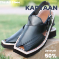 Black Shine Kaptaan Chappal | Peshawari Chappal Kheri for Men | Handmade | The Adi Store. 