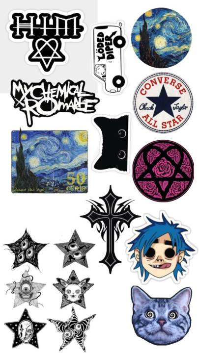 Mixed Aesthetic Stickers 15-PCS Pack - Grunge, Band Logos & Art Decals for Laptop, Mobile, Bottle & Journal Girls and Boys Vibes