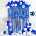 Happy Blue Birthday Decoration Set (Including Birthday Foil + 30 Balloons +1 pc Curtains + Confetti Balloons+ 1 pc stars & 1 pc Heart )Party Items Birthday Themes -Birthday Decoration -Birthday Theme For Boy/Girl -Birthday Accessories & Party Celebrations. 