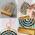 Mosquito Spool Holder, Metal Smoker Coil Holder, Mosquito Spool Holder, for Outdoor, Swimming Pool, Deck, Camping, Iron Insect Mosquito Coil Bracket Incense Sandalwood Fire and Wind Protection ,Mosquito Coil Birdcage Design Ornament for Home (Gold). 