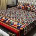 High Quality Fine Cotton Bedsheet 3 Piece Set Double Bed Printed 3D Crystal Cotton King Size Bedsheet. 