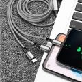 3 In 1 Charging Cable | Multi Charging Cable 3 in 1 Fast | Charging Cable 3 In 1 | 2.4A 3-in-1 Cotton-Braided Charging Cable, Compatible With Lightning, Type-C, and Micro-USB devices. 
