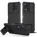Quiberk for Infinix Note 11 / Note 12 G88 Phone Case Slide Camera Cover Kickstand Hard Shockproof Armor Back Casing. 