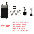 5pcs/set Screen LCD Metal plate with connector home button key Flex Cable and full screws Small Parts for iPhone 6 6 Plus. 