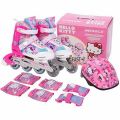 Hello Kitty SKATE PROTECTION Quad Roller Skates Safety Pads Helmet (3 to 9 year Child). 