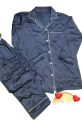 Code Blue Silk Night Suit For Women Silk Night Dress For Girls - Silky Satan Womens Pajama Sets Button Down Sleepwear Loungewear - Night Dress Nighty with Shirt and Trouser. 