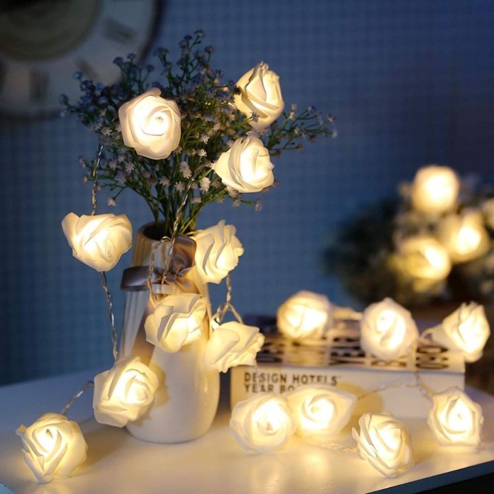 LED Rose Flower Fairy String Lights Powered by Batteries (10 LED ROSE)