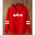 DUMBELL PRINTED Double Strip High quality imported casual printed kangro hoodies for men pullover. 