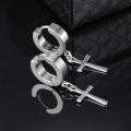 Qingwen Cross earings for men set ear piercing Stainless steel earrings Gold barbel cool hypoallergenic iareng for men kpop round airing hikaw for boys 925 silver earings for men on sale. 