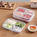 4 Grid Food Fruit Storage Box Portable Refrigerator Freezer Box Make up Organizer. 