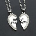 BFF Necklace Women Crystal Heart Pendant Best Friend Letter Necklace Fashion Cou. 