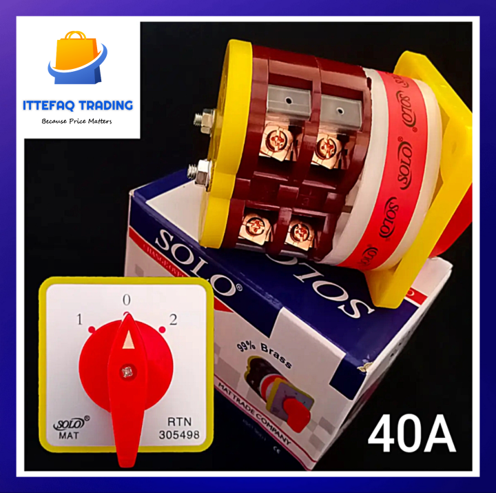 SOLO Change Over Switch 40Amp 2 Pole- Rotary Changeover Switch High Quality