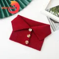 Vist Fox Knitted Scarf Button Closure Women Scarf Winter Neck Warmer. 