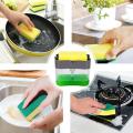 Newest 2IN1 Scrubbing Liquid Detergent Dispenser Press-type Liquid Soap Container Pump Organizer with Sponge Home Store Supplies. 