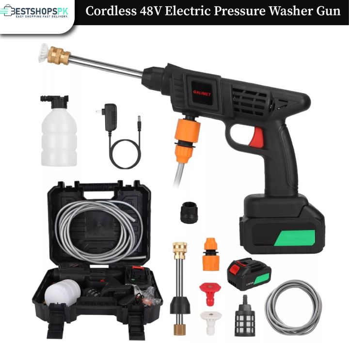Car Pressure Washer Gun Rechargeable 48V - Car Washer Pump - Pressure Washer Gun - Car Washer Gun - 30 Bar Portable Car Washer Gun High Pressure - Car Wash Spray Gun - Solar Panel Cleaner - Electric Pressure Pump Power Washer for Car,Wall,Floor Cleaning